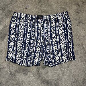 Paul Shark Yachting Nylon Swim Trunks Men L Large Blue Floral Lined Shorts